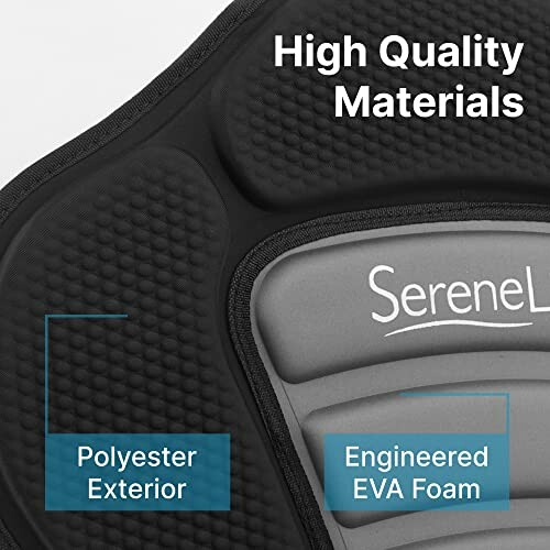 Close-up of a seat cushion highlighting polyester exterior and engineered EVA foam.