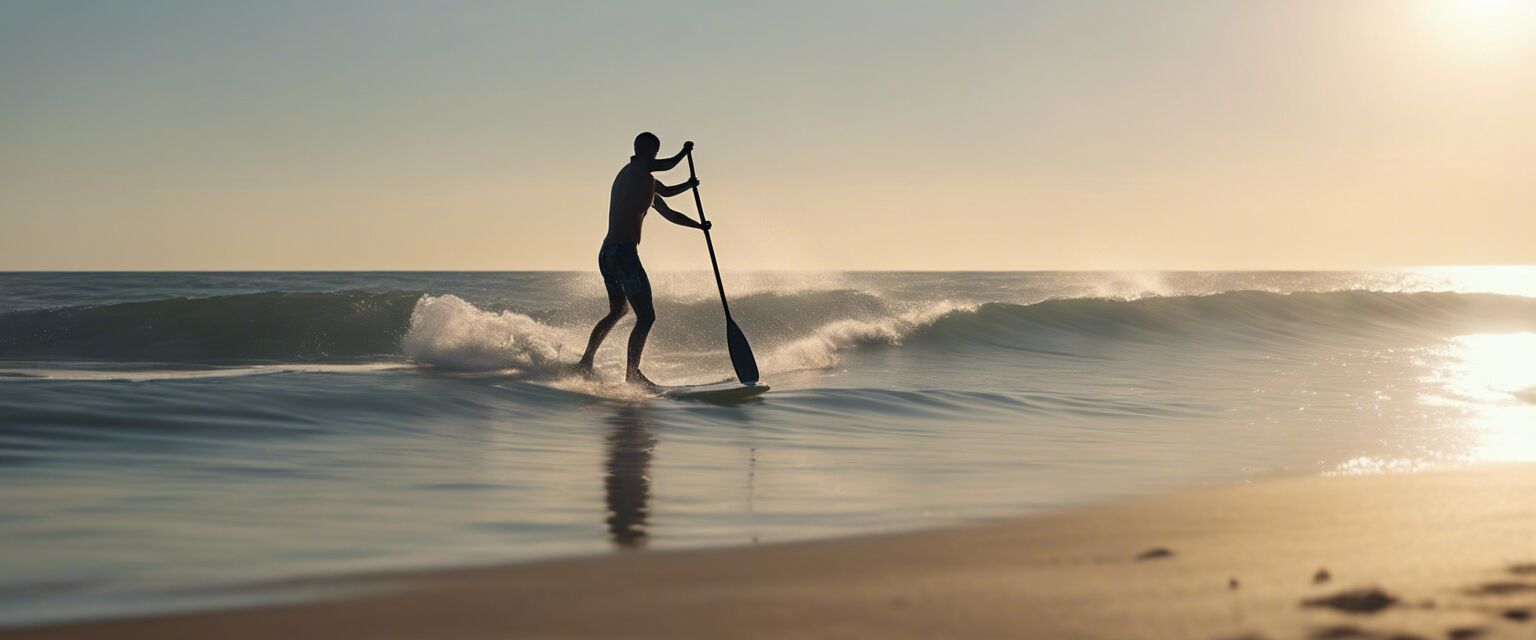 Paddle boarder surfing a wave